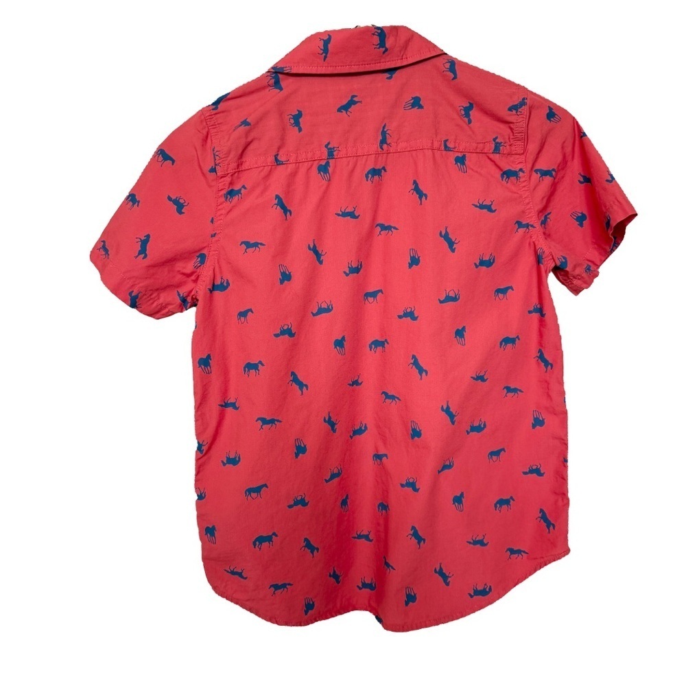 Matilda Jane x Joanna Gaines Boys Size 8 Red Horse Button-Up Shirt Short Sleeve - Picture 7 of 10